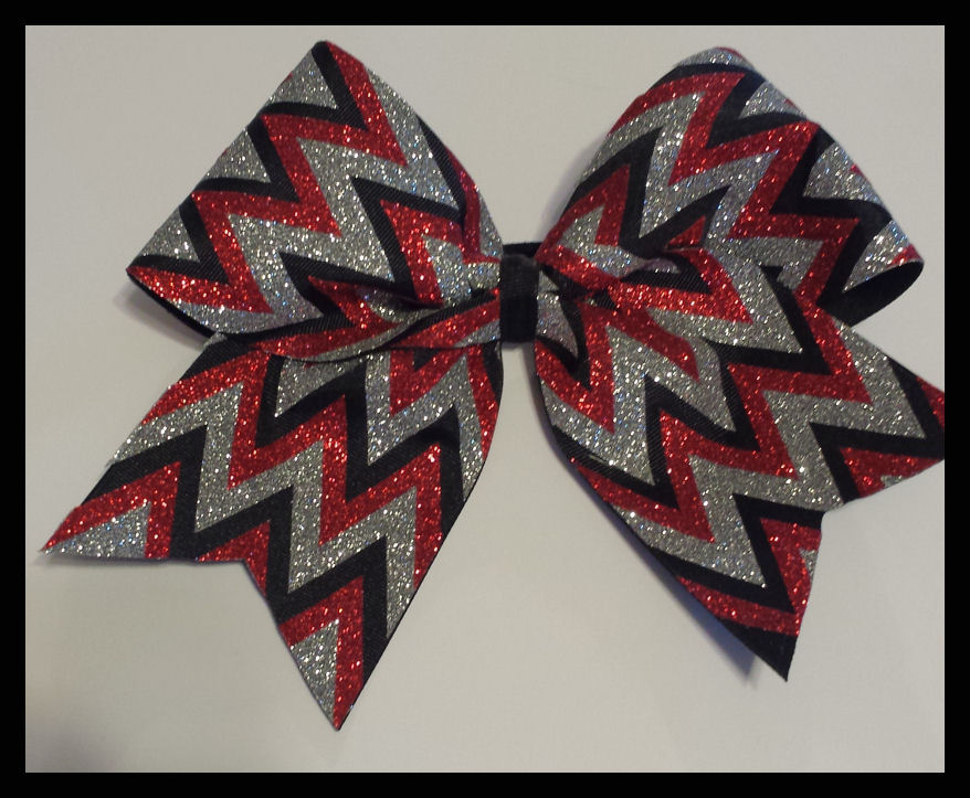 Chevron 3 Color Glitter Bow