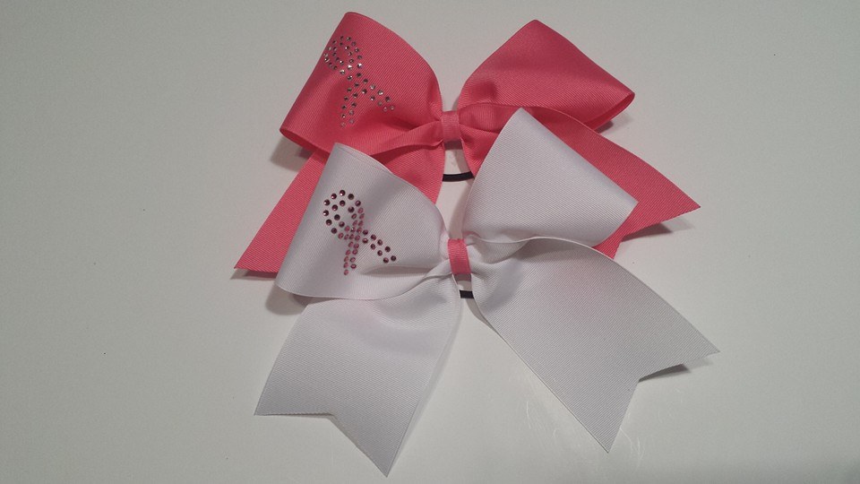 Breast Cancer Bow with Rhinestones